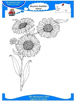 Çocuklar İçin Çiçek Boyama Sayfaları 
